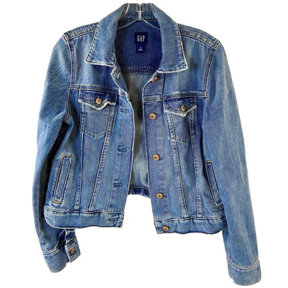 Gap Jean Jacket Blue Denim Classic Western Back SO SOFT Pockets M